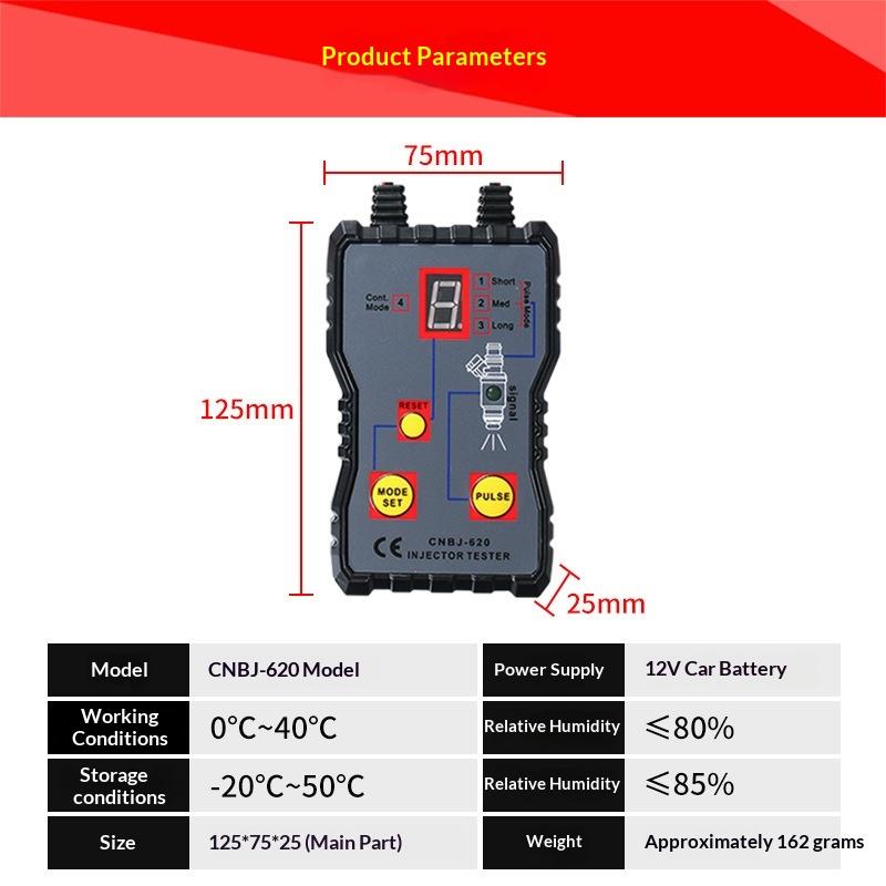 Fuel Injector Tester - เครื่องทดสอบหัวฉีดน้ำมันเชื้อเพลิงแบบพกพา 4 โหมดพัลส์ เครื่องมือสแกนระบบเชื้อเพลิง ชุดเครื่องมือทำความสะอาดยานยนต์ ชุดทำความสะอาดหัวฉีด